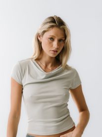 Paula Cowl Neck Top in Light Blue - FINAL SALE