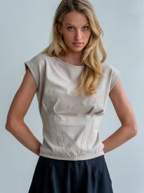 Tam Pleated Top in Taupe