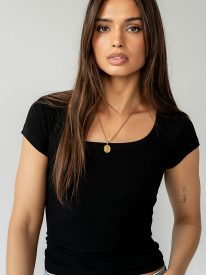 Freya Ribbed Top in Black