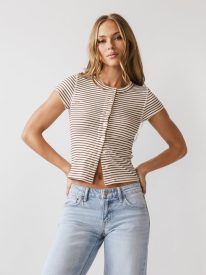 Nicerway Striped Top in Brown