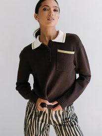 Nicerway Collared Sweater in Brown - FINAL SALE