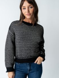 Nicerway Striped Oversized Sweater in Black