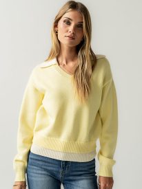 Pattie Collared Sweater in Yellow - FINAL SALE