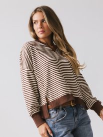 Wells Striped Top in Brown - FINAL SALE