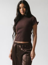 Amara Ribbed Top in Brown - FINAL SALE