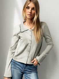 Jazmine Contrast Top in Grey - FINAL SALE