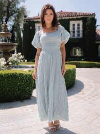 Nicerway Smocked Maxi Dress in Blue