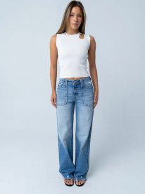 Pria Distressed Wide Leg Jeans