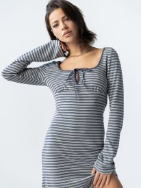 Nicerway Striped Mini Dress in Heather Grey - FINAL SALE