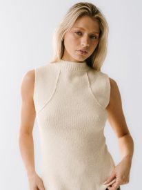 Bella Asymmetrical Knit Top in Ivory