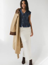 Cassie Pleated Blouse in Medium Wash