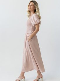 Nicerway Plaid Midi Dress in Clay