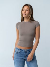 Nicerway Ribbed Top in Taupe