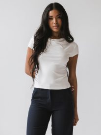 Paula Cowl Neck Top in White