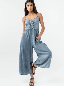 Nicerway Cropped Denim Jumpsuit