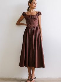 Patricia Midi Dress in Brown - FINAL SALE