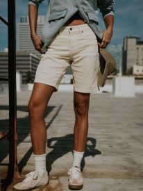 Layla Denim Shorts in Cream