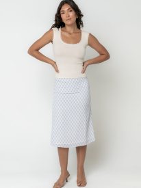 Nicerway Plaid Midi Skirt in Blue