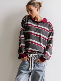 Megan Striped Top in Grey - FINAL SALE