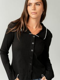 Jazmine Contrast Top in Black - FINAL SALE