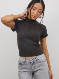 Amara Ribbed Top in Charcoal - FINAL SALE