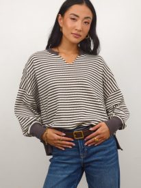 Wells Striped Top in Charcoal - FINAL SALE
