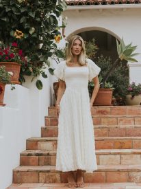 Beckie Smocked Maxi Dress in Off White