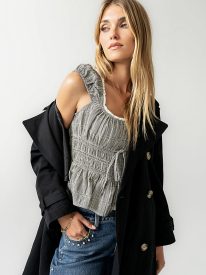 Naya Gingham Tank Top in Black