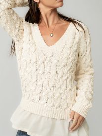Zeke Cable Knit Sweater in Cream - FINAL SALE