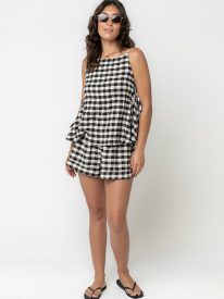 Lily Gingham Shorts in Black