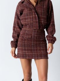 Nicerway Tweed Mini Skirt in Red