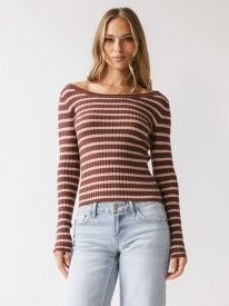Nicerway Striped Sweater in Burgundy - FINAL SALE
