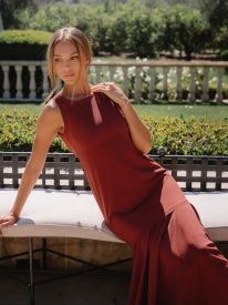 Marlon Maxi Dress in Red-Brown