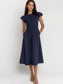 Harshell Smocked Midi Dress