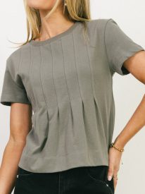 Cattelain Pleated Top in Charcoal