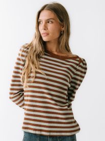 Nicerway Waffle Knit Top in Brown - FINAL SALE