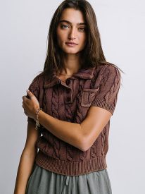 Nicerway Cable Knit Top in Plum