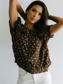 Bennie Collared Blouse in Brown