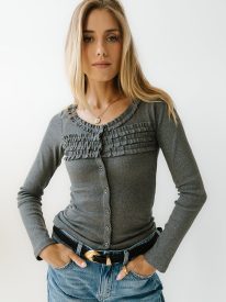 Mattie Ruffle Top in Heather Grey - FINAL SALE