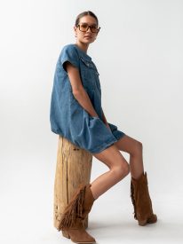 Zalara Denim Baby Doll Dress