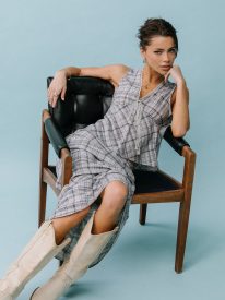 Jenna Plaid Maxi Skirt in Blue