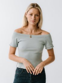 Hannah Lettuce Edge Top in Blue - FINAL SALE