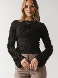 Brianna Ruffle Top in Black - FINAL SALE