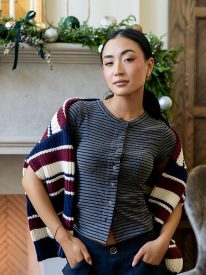 Trisha Striped Top in Navy