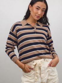 Morgan Striped Sweater in Taupe - FINAL SALE