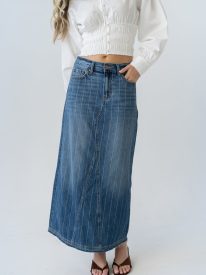 Nicerway Striped Denim Skirt