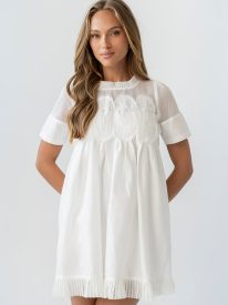 Nicerway Mesh Mini Dress in Off White