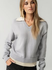 Pattie Collared Sweater in Blue - FINAL SALE