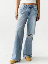 Devon Distressed Wide Leg Jeans