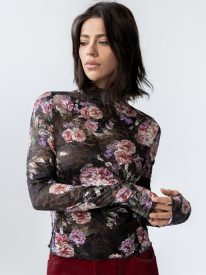 Winnie Floral Crinkle Top in Black - FINAL SALE